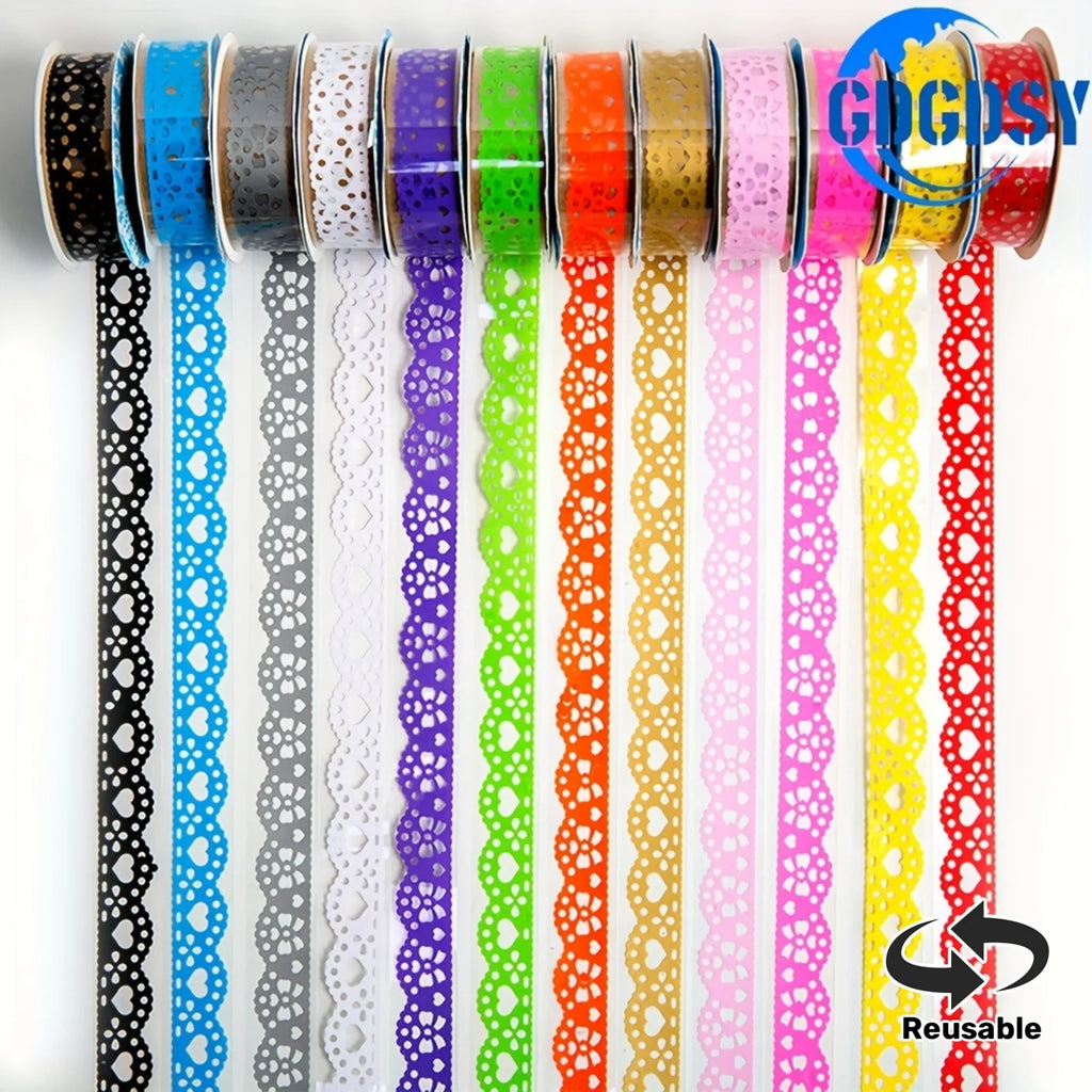 4-Roll Lace Decorative Tape Set – Self-Adhesive Geometric Pattern Decorative Craft Tape Axl