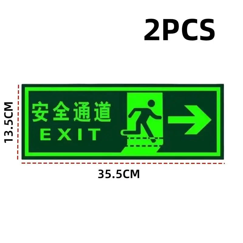 Glow in the Dark Exit Floor Stickers – Evacuation Signs 2/6 Pack Safety Floor Stickers Axl arrow right 2pcs