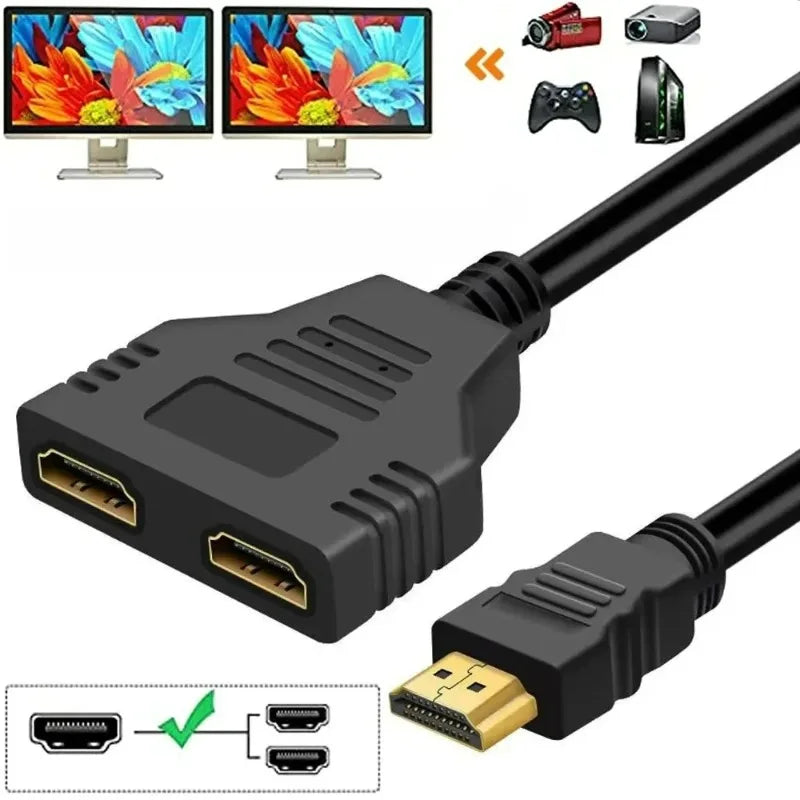 30cm HDMI Splitter Cable 1 Male to 2 Female 1080P Adapter HDMI Splitter Cable Axl