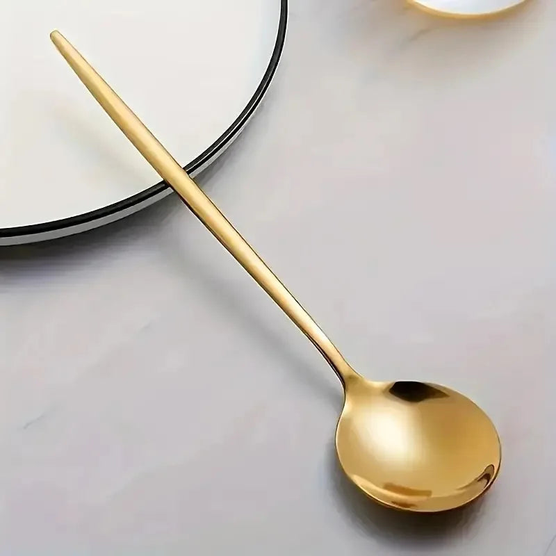 12-Piece Golden Stainless Steel Dinner & Dessert Spoons Set Flatware Spoon Set Axl