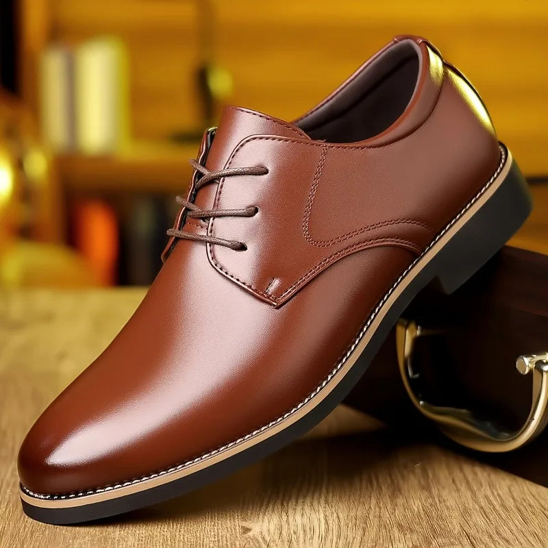 Men's British Lace-Up Dress Shoes – PU Leather, Large Sizes Men's Dress Shoes Axl