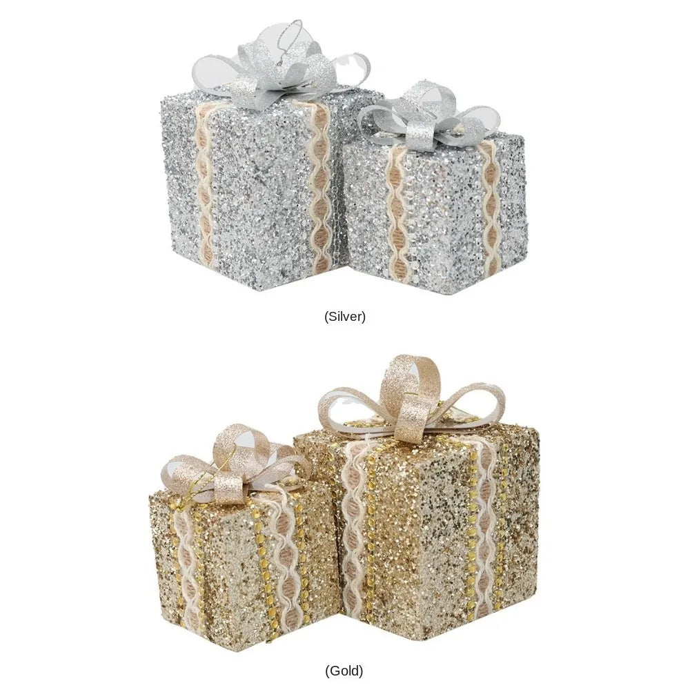 Lace Gift Box Christmas Tree Ornaments – DIY Plastic Pendant Set Christmas Tree Ornament Axl