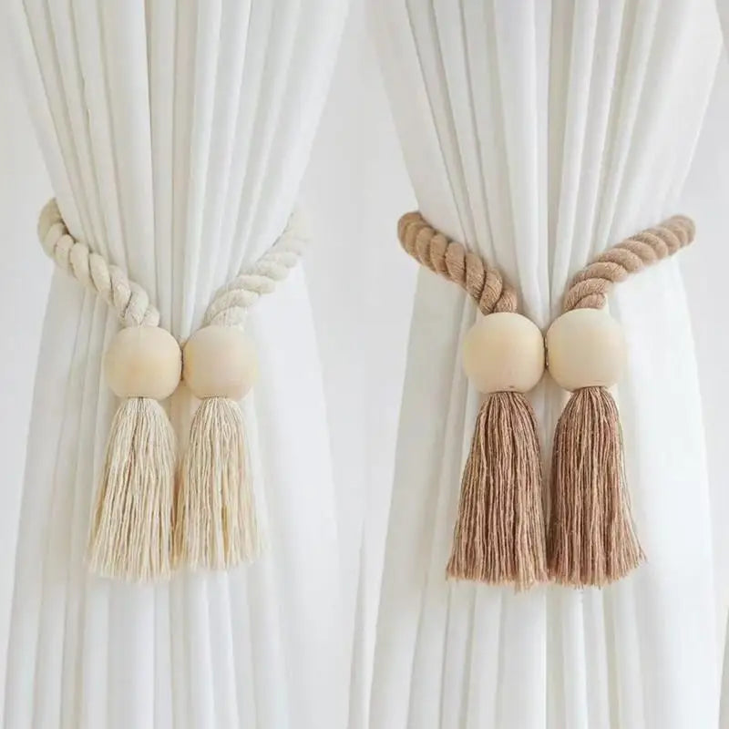Magnetic Wooden Tassel Curtain Holdbacks – Set of 2 Curtain Holdbacks Axl
