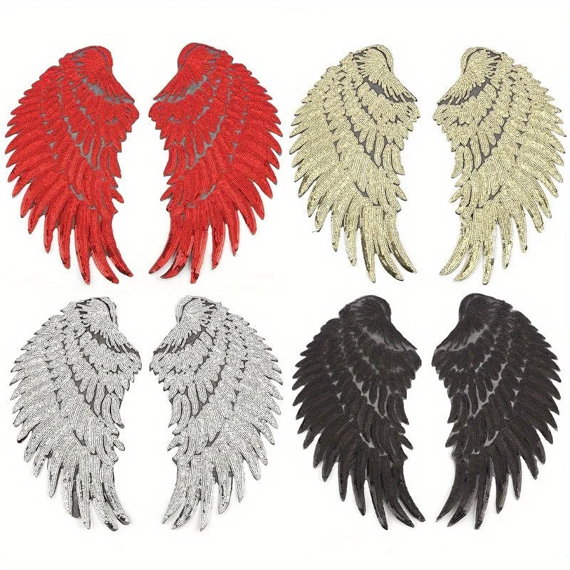 Large Sequin Wing Patches – Sew-On DIY Appliqué for Jeans Sew-On Fabric Patch Axl