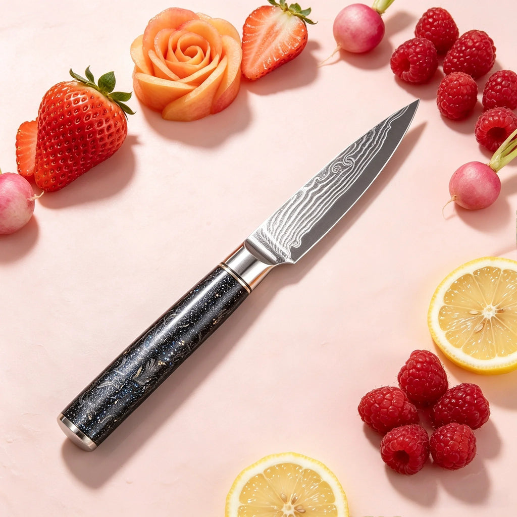 67-Layer Damascus Steel Paring Knife – Fruit & Kitchen Knife Damascus Paring Knife Axl