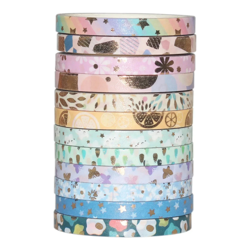 24 Rolls Gold Foil Washi Tape 5mm Cat Pattern – Scrapbook Set Decorative Washi Tape Axl