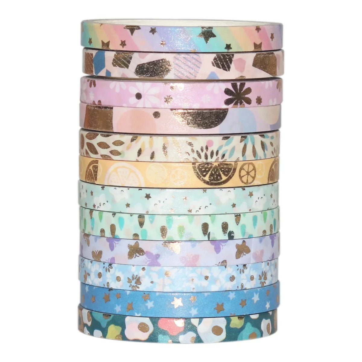 24 Rolls Gold Foil Washi Tape 5mm Cat Pattern – Scrapbook Set Decorative Washi Tape Axl