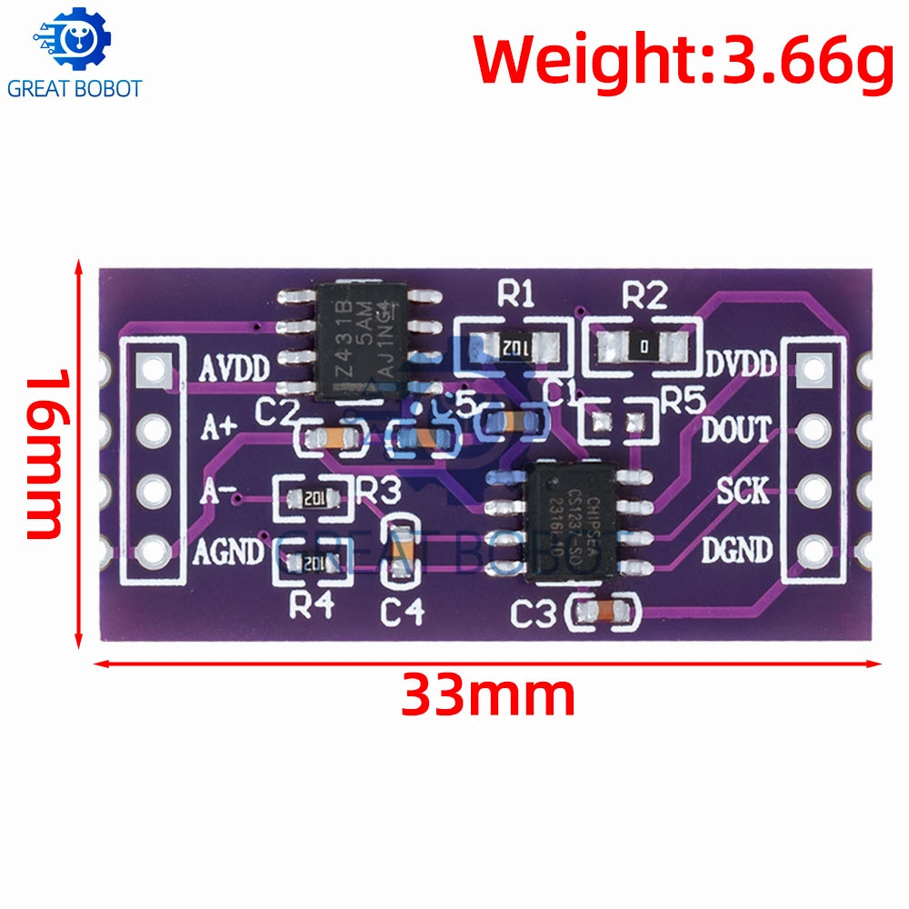 CS1237 24-Bit ADC Module with TL431 Reference for Arduino ADC Sensor Module Axl