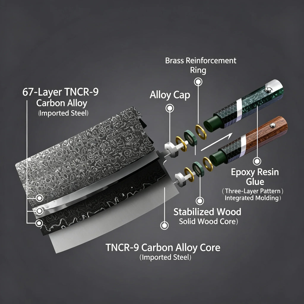 67-Layer Damascus Steel Chef Knife with Solid Wood Handle Damascus Chef Knife Axl