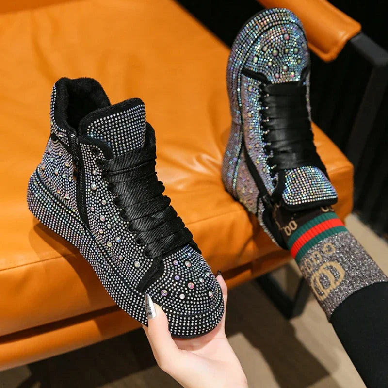 Women's Diamond Glitter Ankle Boots – Warm Winter Snow Boots Women's Ankle Boots Axl