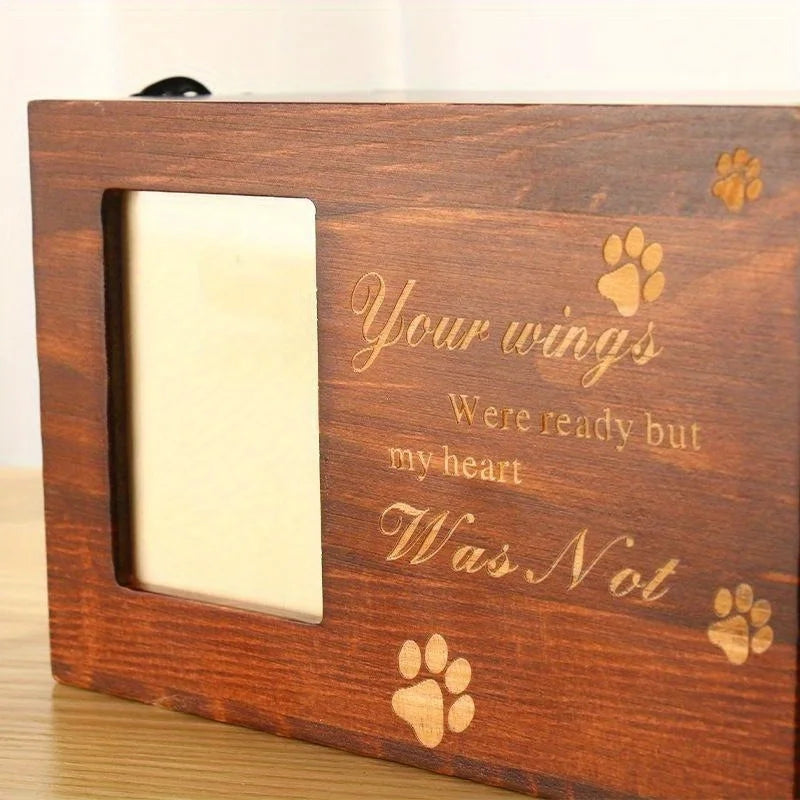 Wooden Pine Pet Urn with Photo Frame – Dog & Cat Memorial Pet Memorial Urn Axl A