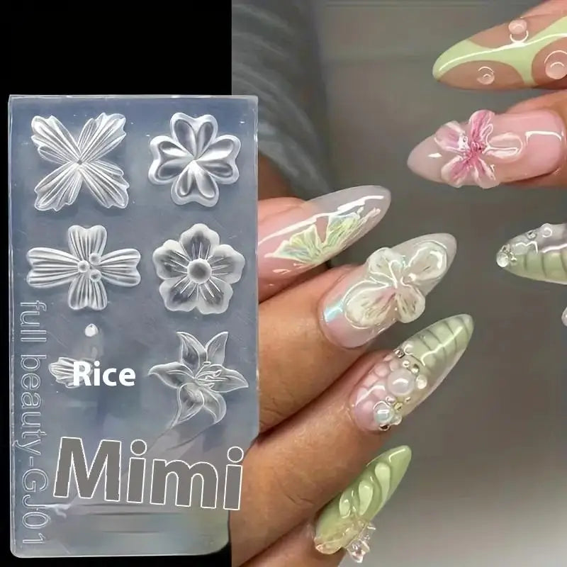 2Pcs 3D Lily Flower Silicone Nail Art Molds – DIY Manicure Nail Art Mold Axl