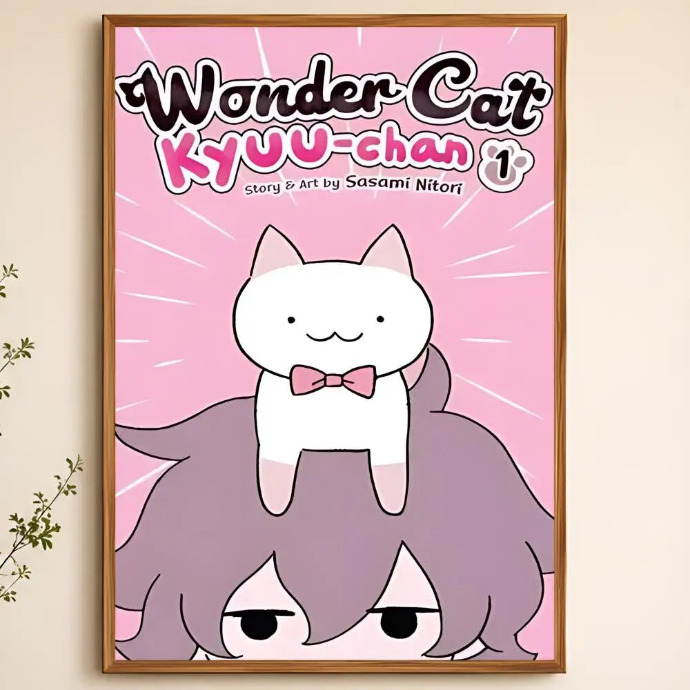 Wonder Cat Kyuu-chan Waterproof PVC Peel & Stick Wall Poster Wall Poster Axl White02 30X40cmNoframe