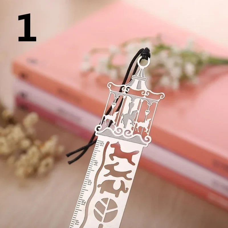 2-Piece Cartoon Metal Bookmark Ruler Set | Hollow Quilting Template Metal Bookmark Ruler Axl 1