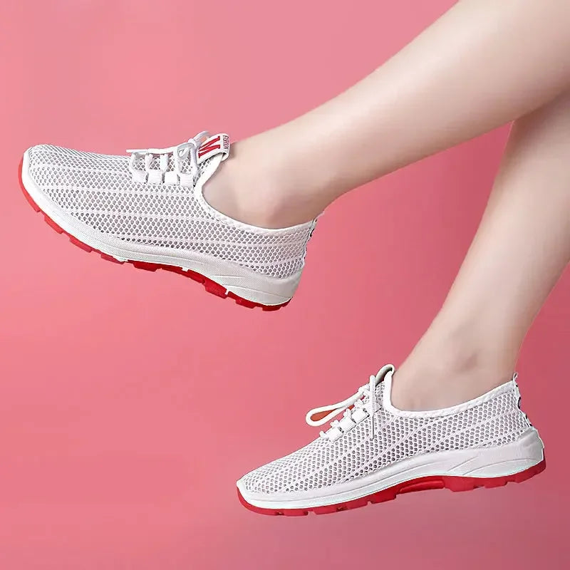 Women's Vulcanized Sneakers – Breathable Mesh Low-Top Shoes Women's Sneakers Axl