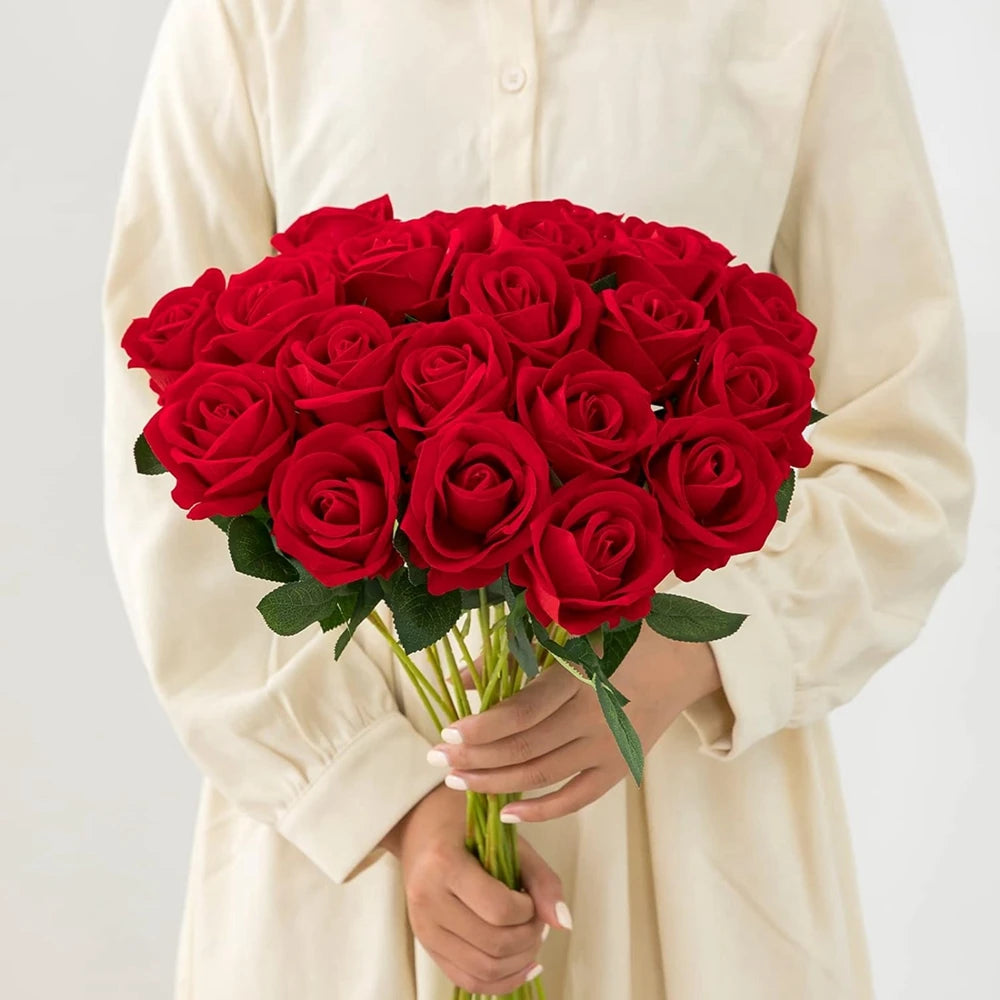 5-Pack Silk Rose Long Stem Bouquet | Wedding & Home Decor Artificial Flower Bouquet Axl