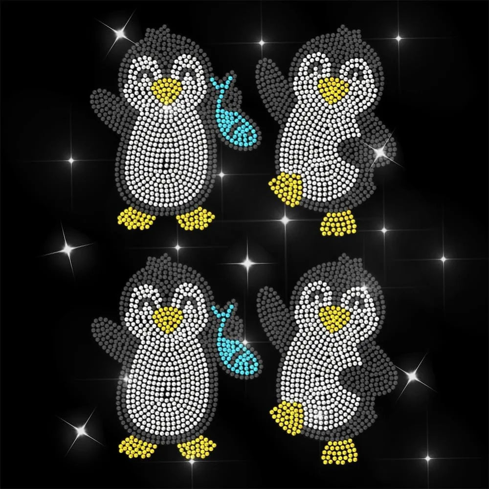Penguin Rhinestone Iron-On Patch – Glitter Heat Transfer Appliqué Iron-On Appliqué Axl AECH04-17720