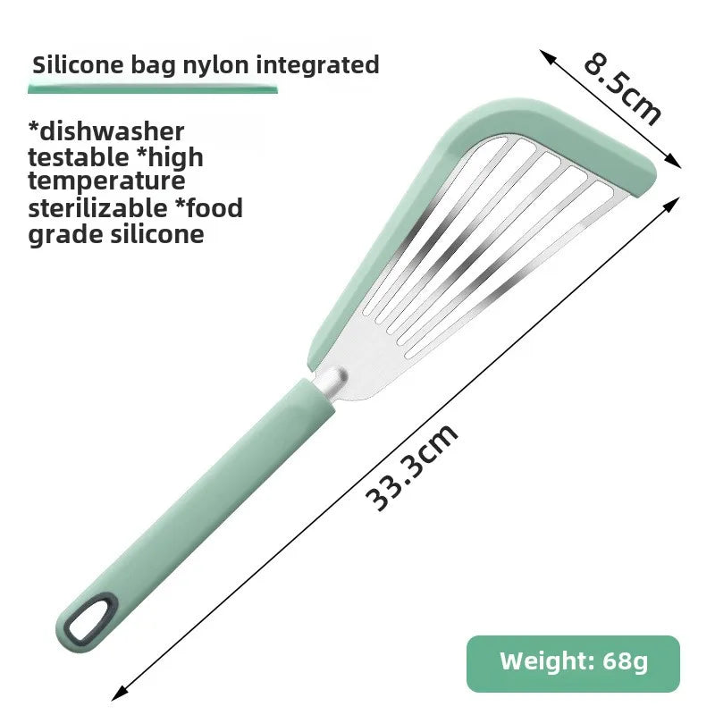 Stainless Steel Frying Spatula – Heat-Resistant Kitchen Turner Cooking Spatula Axl Ghreen-Gel Handle