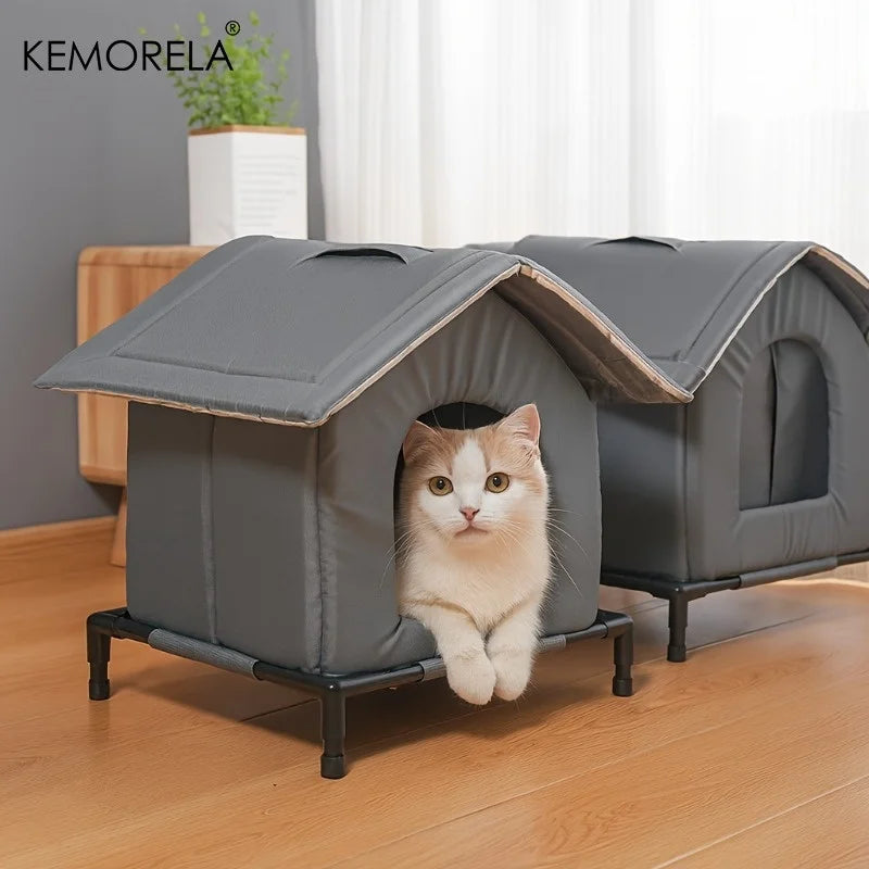 KEMORELA Insulated Outdoor Cat House – Foldable & Windproof Outdoor Cat Shelter Axl