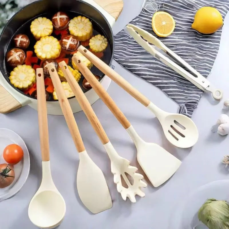 12-Pc Silicone Kitchen Utensil Set – Non-Stick Cooking Tools Silicone Utensil Set Axl