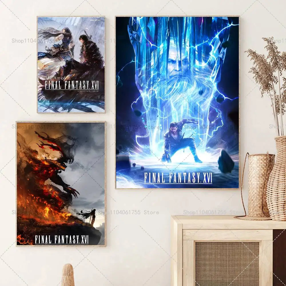 Final Fantasy XVI Game Poster – Self-Adhesive Wall Art Print Wall Art Poster Axl
