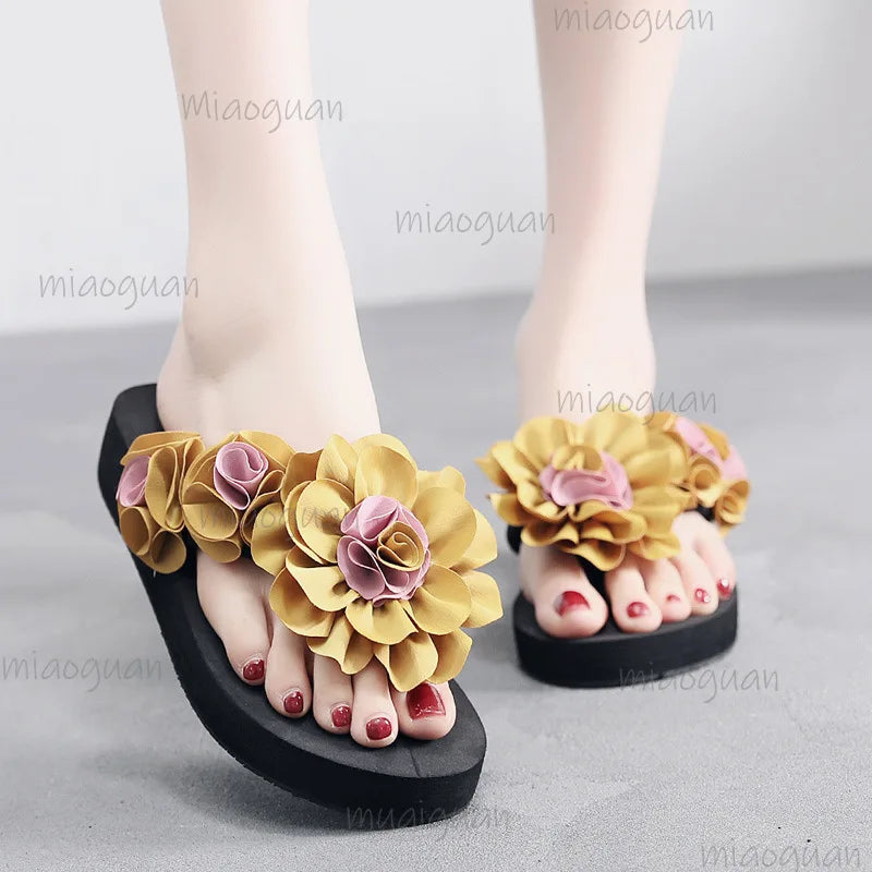 Bohemian Floral Wedge Flip Flops – Women's Platform Sandals Wedge Flip Flops Axl