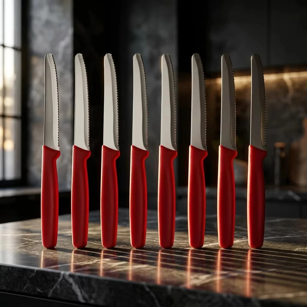 Serrated Steak & Bread Knife Set | Stainless Steel Round Tip Kitchen Knife Set Axl