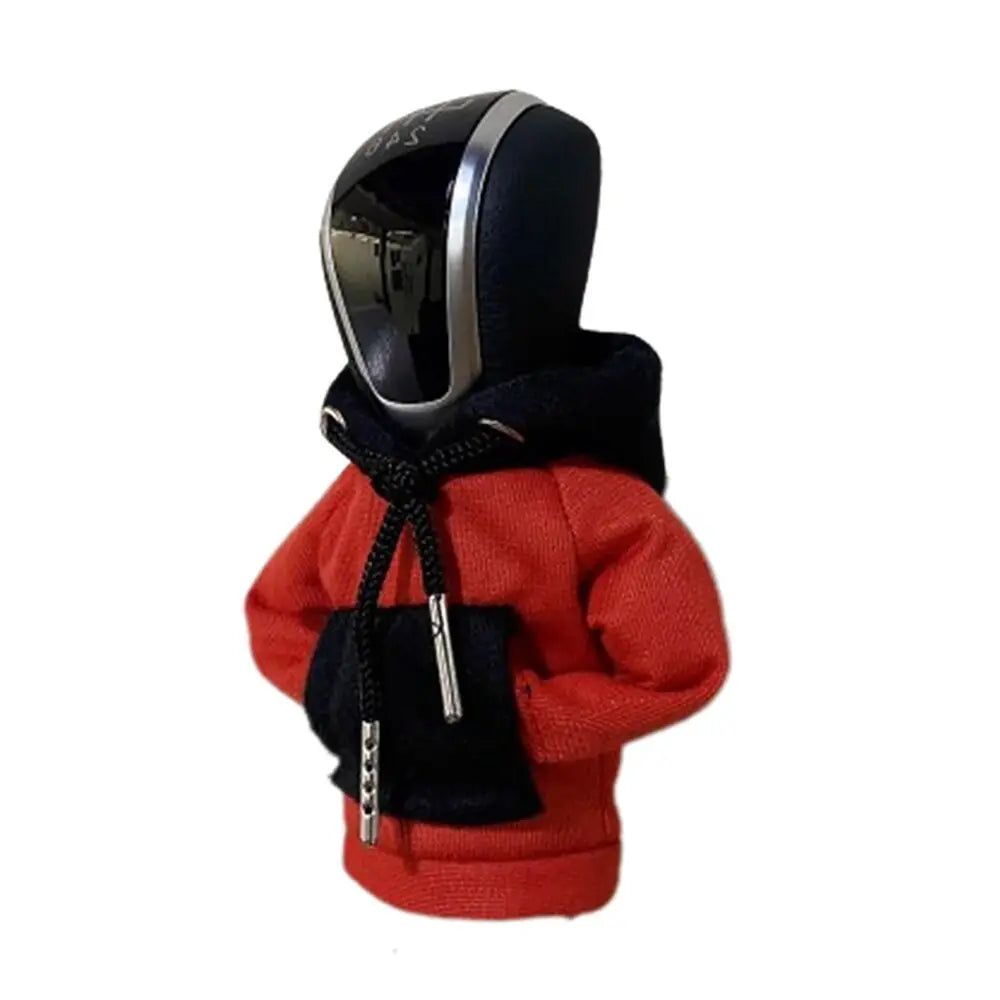 Cotton Hoodie Gear Shift Knob Cover – Color Stitching Car Decor Gear Shift Cover Axl BLACK-RED
