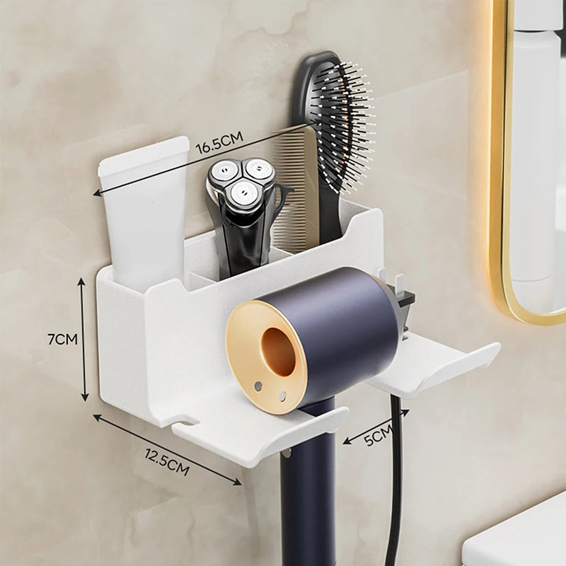 Wall Mounted Hair Dryer Holder – Punch-Free Bathroom Shelf Hair Dryer Holder Axl A2