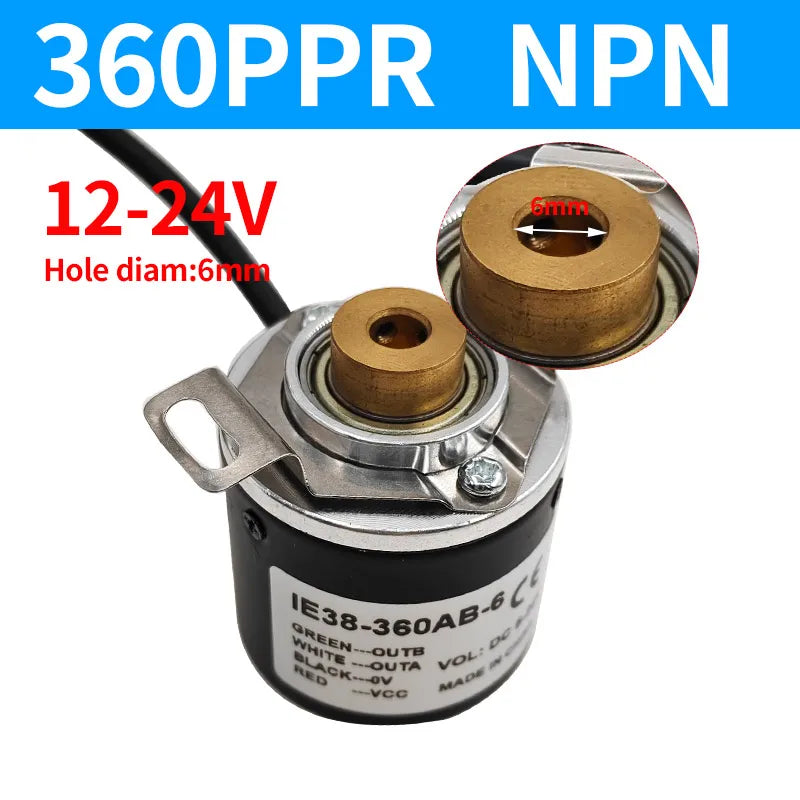 IE38 Hollow Shaft Incremental Rotary Encoder 12-24V 100-1000PPR Rotary Encoder Sensor Axl 6mm-360PPR
