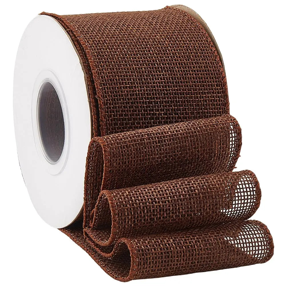 Burlap Wired Ribbon 2.5" Wide – Rustic Brown, 9.95 Yards/Roll Craft Wired Ribbon Axl AECH04-17773