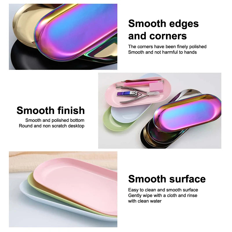 Oval Plastic Nail Art Tools Storage Tray | Manicure Organizer Nail Art Tray Axl