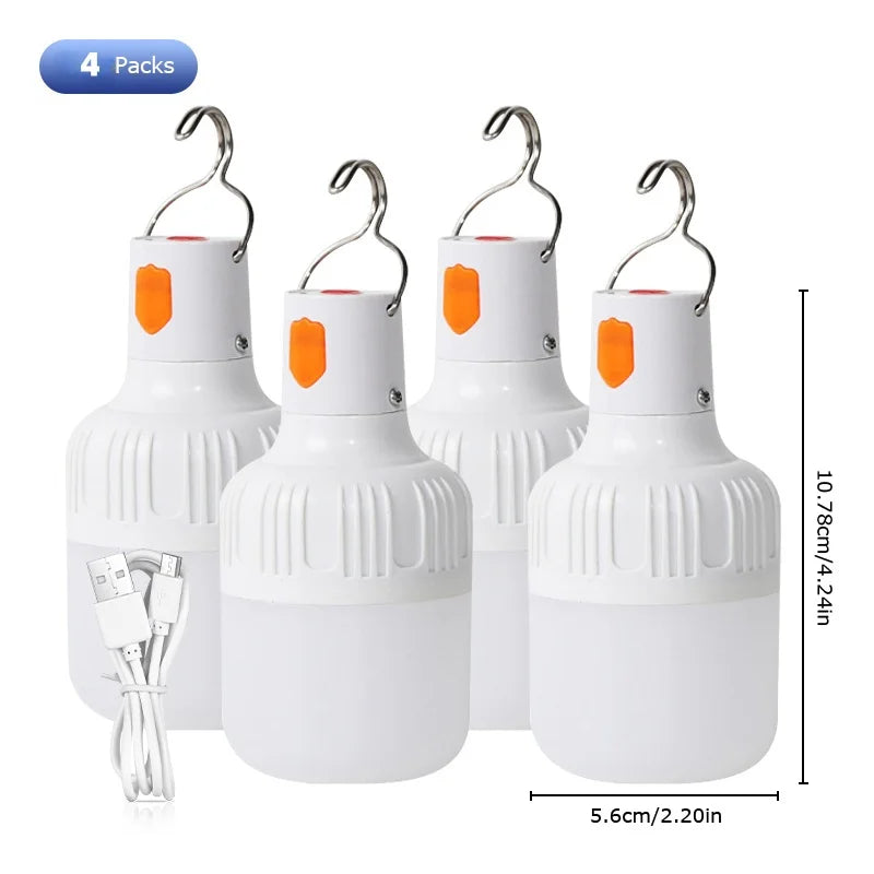 USB Rechargeable LED Camping Lantern Bulb with Hook – 2/4 Pack LED Camping Lantern Axl 4pcs White