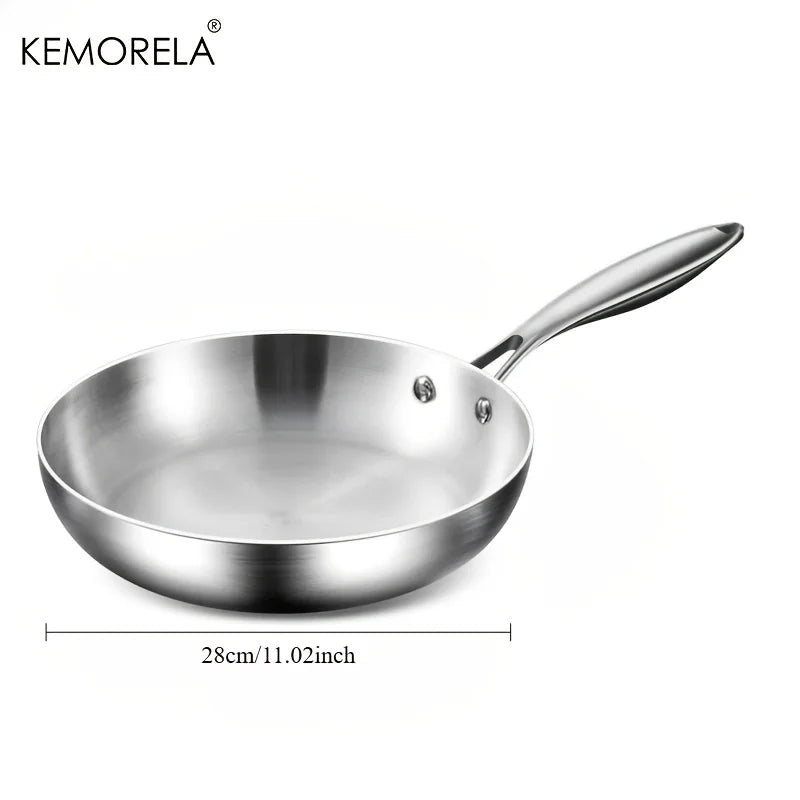 KEMORELA 316 Stainless Steel Frying Pan – Mirror Polished Stainless Steel Frying Pan Axl 28cm
