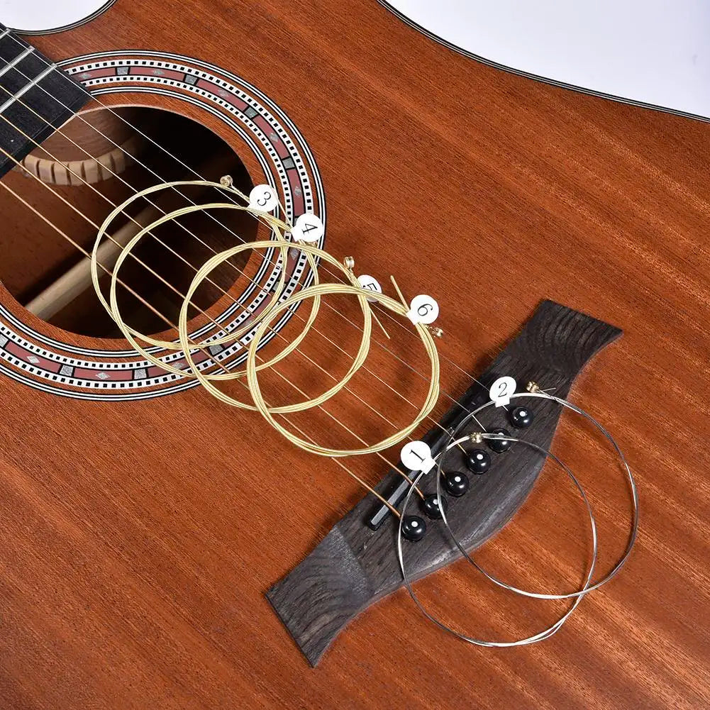 6-Piece Brass Acoustic Guitar Strings – Beginner Folk Set Acoustic Guitar Strings Axl