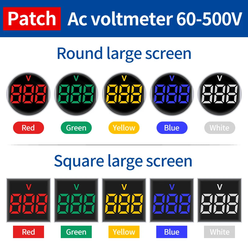 22MM AC Digital Panel Meter – Voltage Current Frequency Temp LED Digital Panel Meter Axl Ac-voltmeter-60-500V Round Yellow