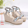 Women's Bohemian T-Strap Wedge Platform Sandals Open Toe Wedge Platform Sandals Axl Silver 36