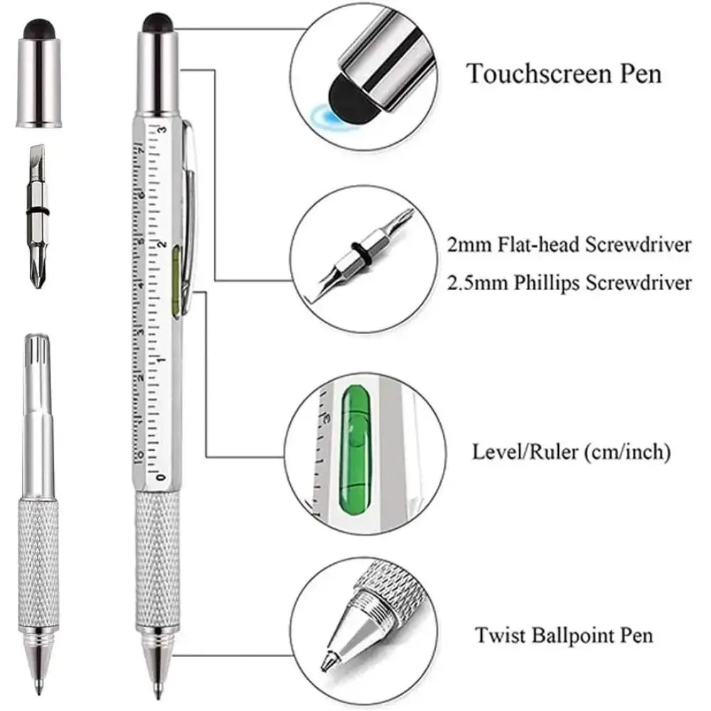 6-in-1 Metal Multi-Tool Pen – Spirit Level, Ruler & Ballpoint Multi-Tool Ballpoint Pen Axl