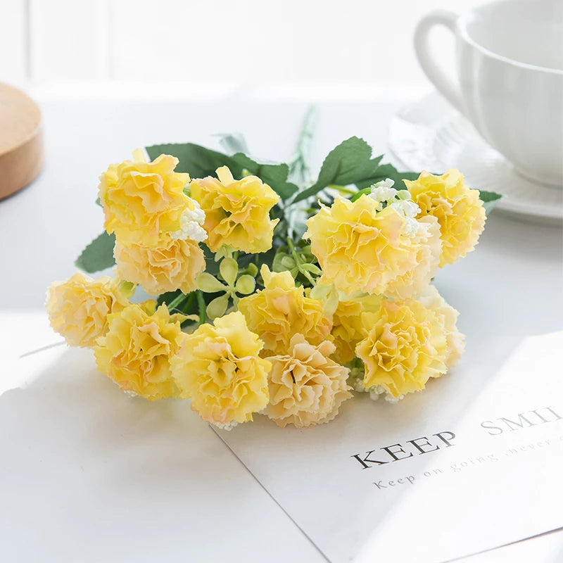 Silk Carnation Artificial Flowers – Wedding, Home & Wreath Décor Artificial Silk Flowers Axl YELLOW 5pcs