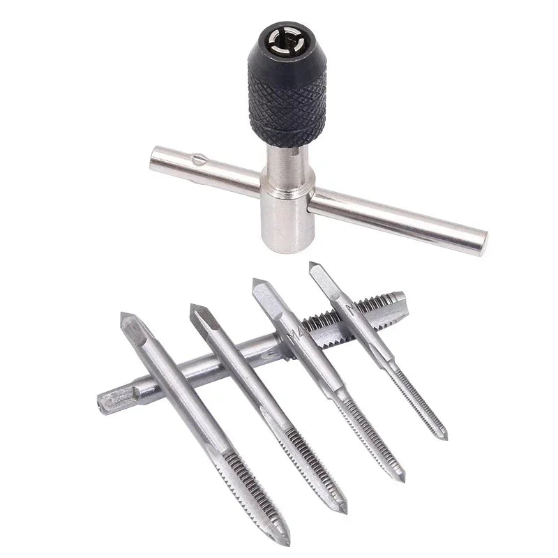 6-Piece Metric Tap Set M3–M8 with T-Handle Tap Wrench | HSS Tap & Die Set Axl