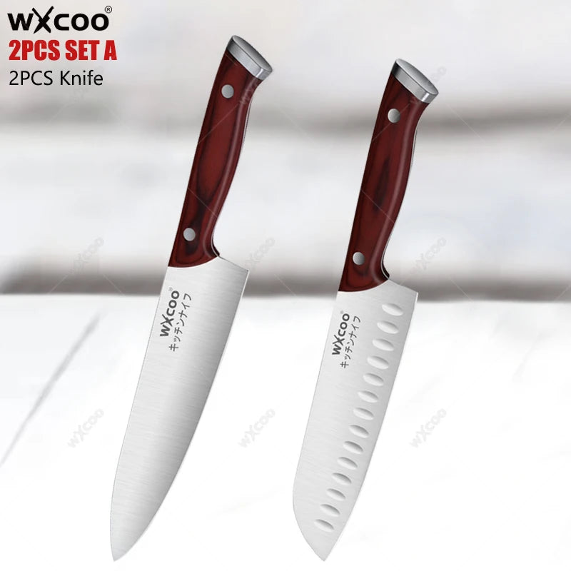 WXCOO Japanese Chef Knife Set – Sharp Stainless Steel Kitchen Chef Knife Set Axl 2PCS SET A