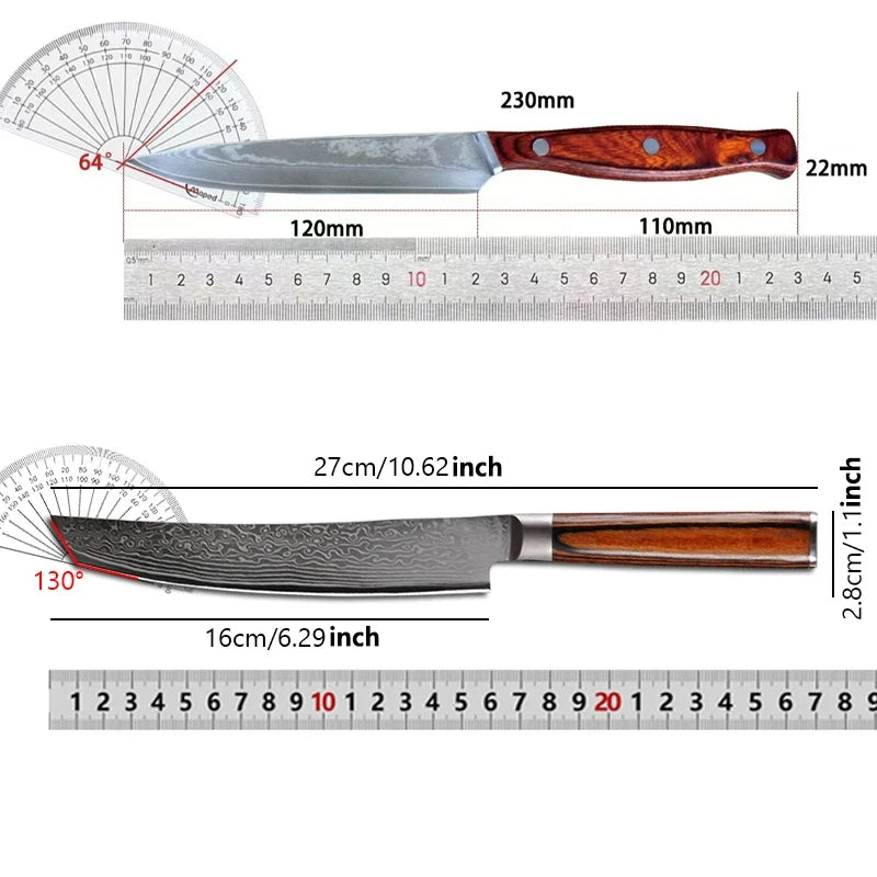 Damascus Steel Chef Knife – 67-Layer Kiritsuke Kitchen Knife Damascus Chef Knife Axl