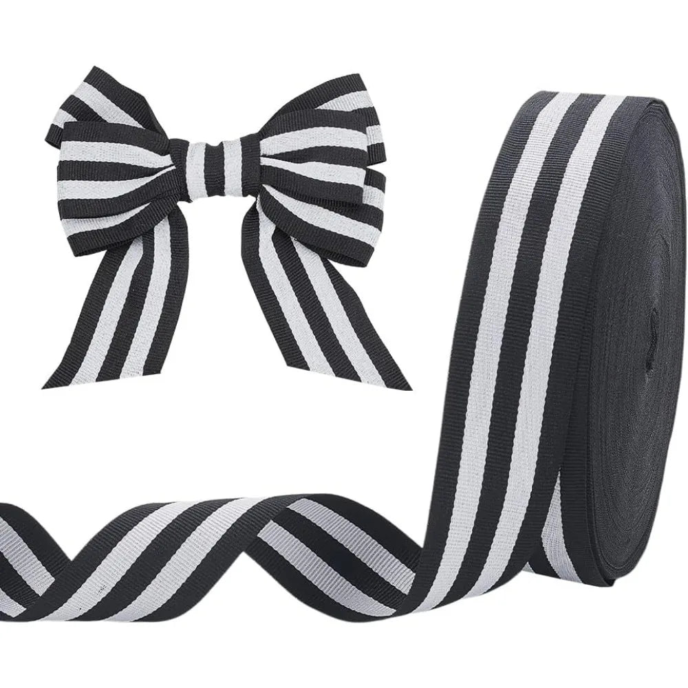 Black & White Striped Grosgrain Ribbon 1.57" – 50 Yards Grosgrain Craft Ribbon Axl