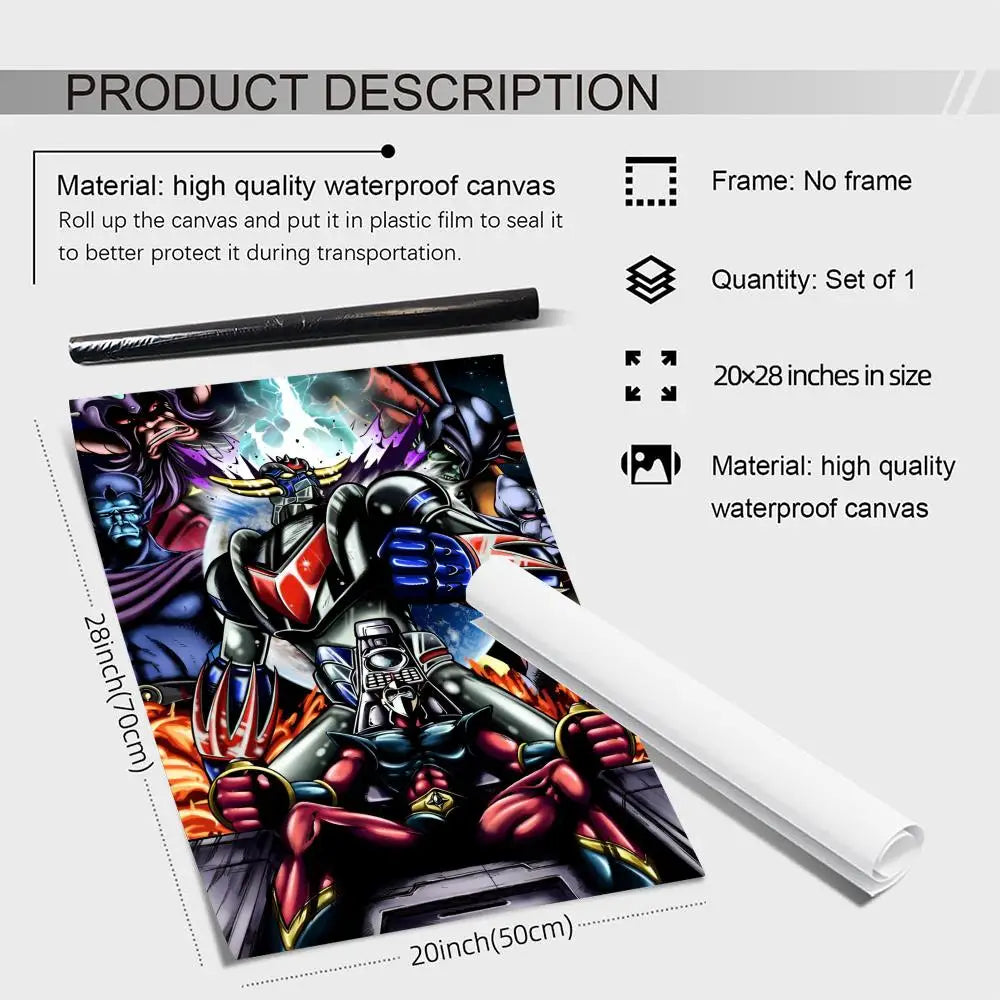 UFO Robot Grendizer Anime Canvas Wall Art Frameless Poster Canvas Wall Art Axl