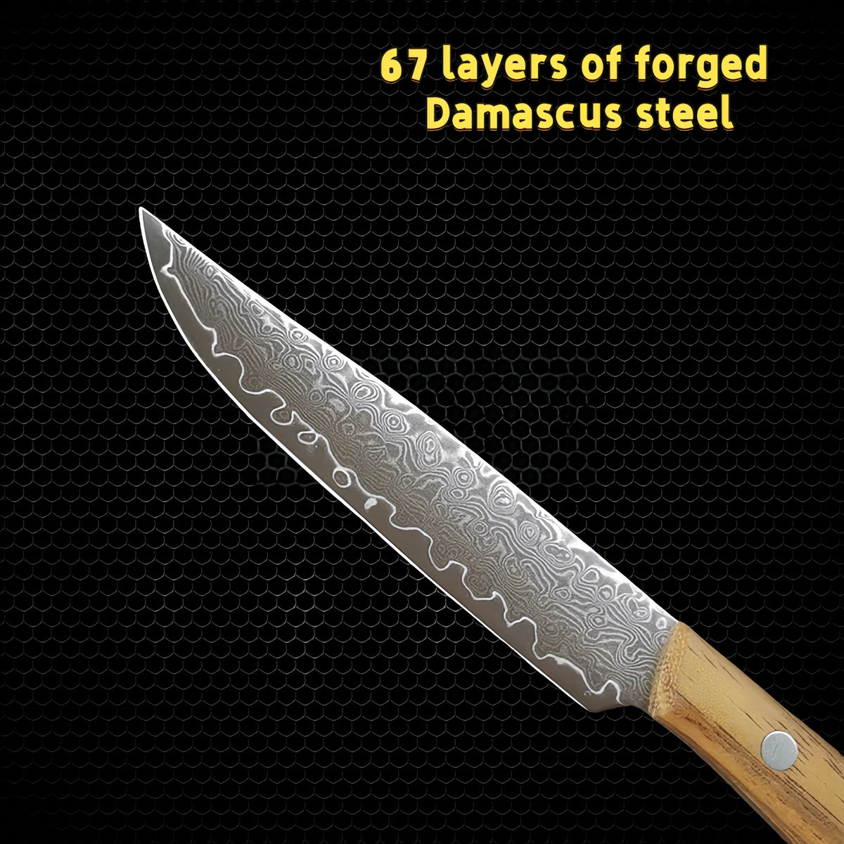 Damascus Steel Steak Knife – 4" Sharp Blade & Wood Handle Damascus Kitchen Knife Axl