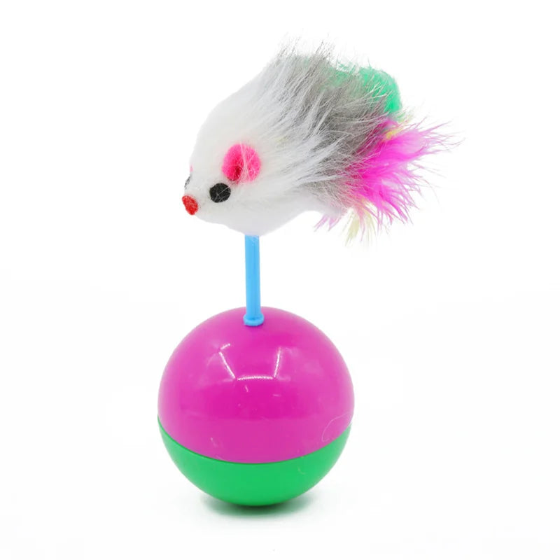 Tumbler Mouse Roly Poly Cat Toy – Feather Interactive Pet Toy Interactive Cat Toy Axl