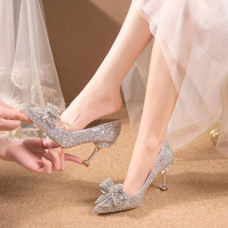 Women's Rhinestone High Heel Pumps – Bridal Wedding Party Shoes High Heel Pumps Axl