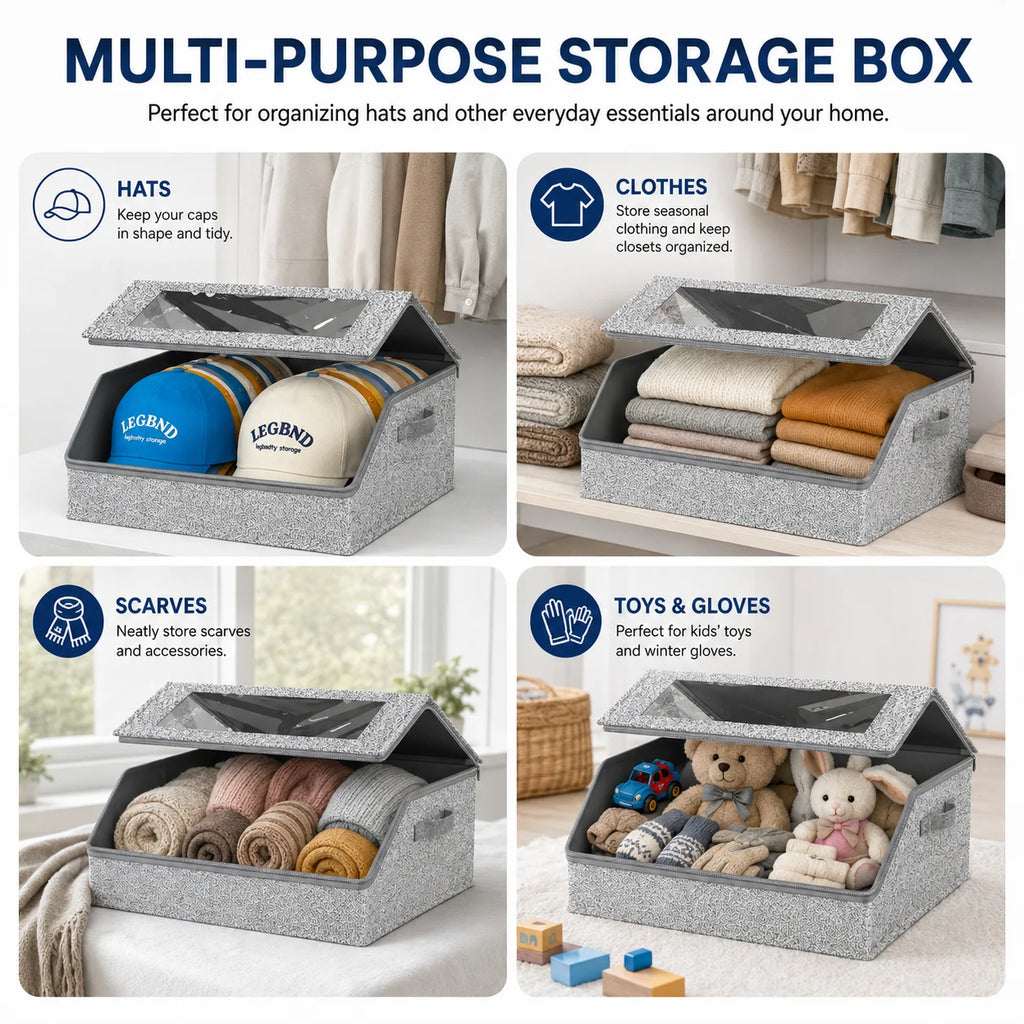 Hat Storage Box – Clear Window Organizer for 24 Baseball Caps Hat Storage Organizer Axl
