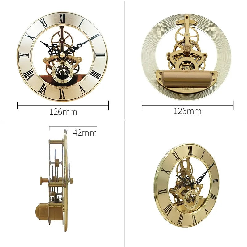 Metal Gear Quartz Desk Clock – Roman Numeral DIY Table Clock Decorative Desk Clock Axl 126MM Gold