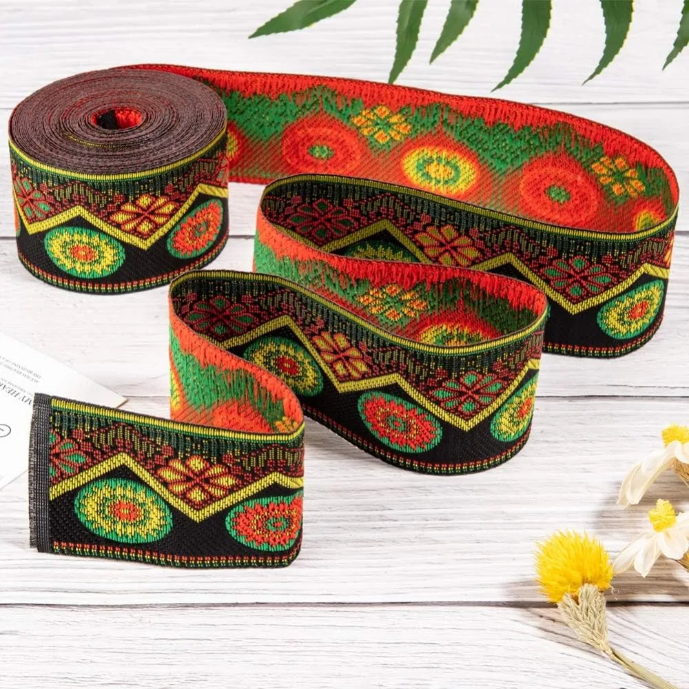 Floral Embroidery Polyester Ribbon 48.5mm 7m | Craft Trim Craft Ribbon Trim Axl